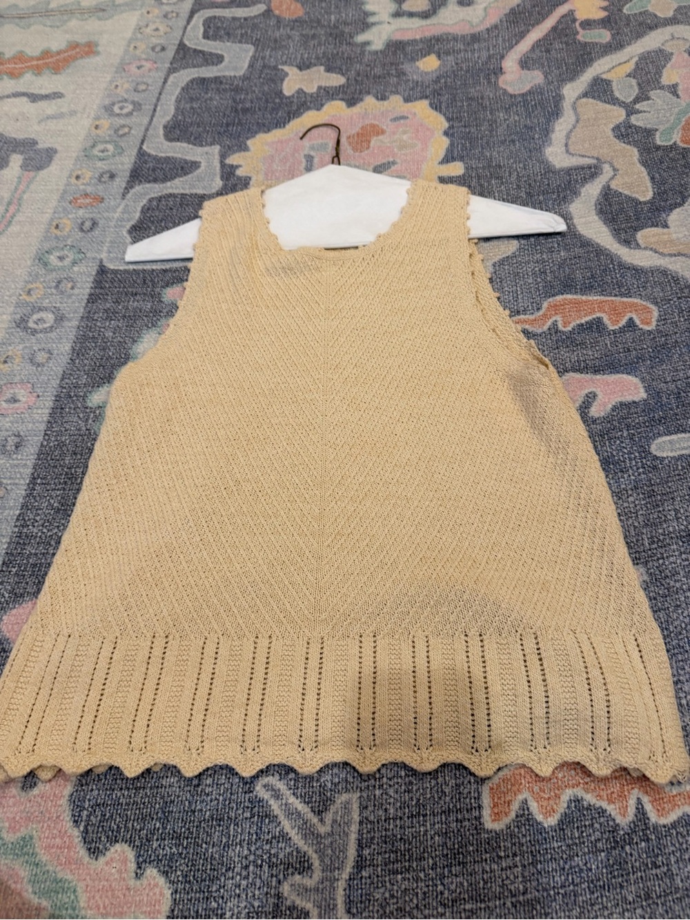 MELISSA NEPTON Knit Sleeveless V-Neck Shell in Beige